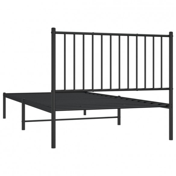Cadre de lit métal avec tête de lit noir 100x200 cm