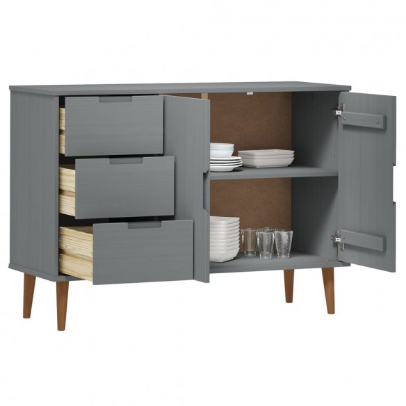 Buffet MOLDE Gris 113x40x80 cm Bois massif de pin