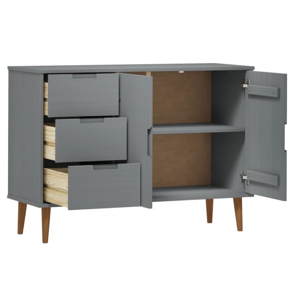 Buffet MOLDE Gris 113x40x80 cm Bois massif de pin