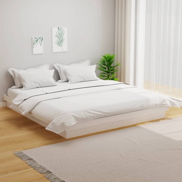 Cadre de lit blanc bois massif 160x200 cm