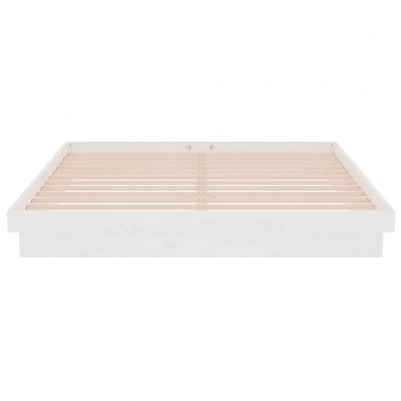 Cadre de lit blanc bois massif 160x200 cm