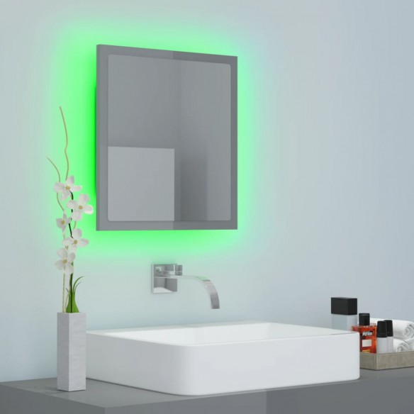 Miroir LED de salle de bain Gris brillant 40x8,5x37cm Acrylique