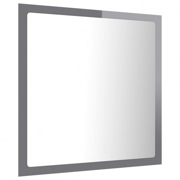 Miroir LED de salle de bain Gris brillant 40x8,5x37cm Acrylique