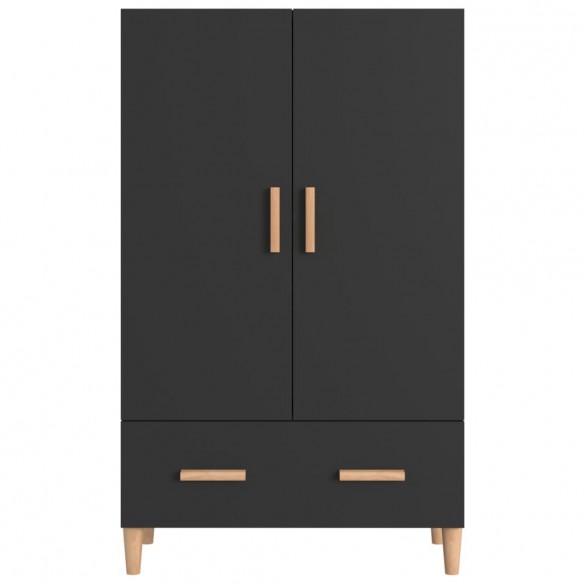 Buffet haut noir 70x31x115 cm bois d'ingénierie