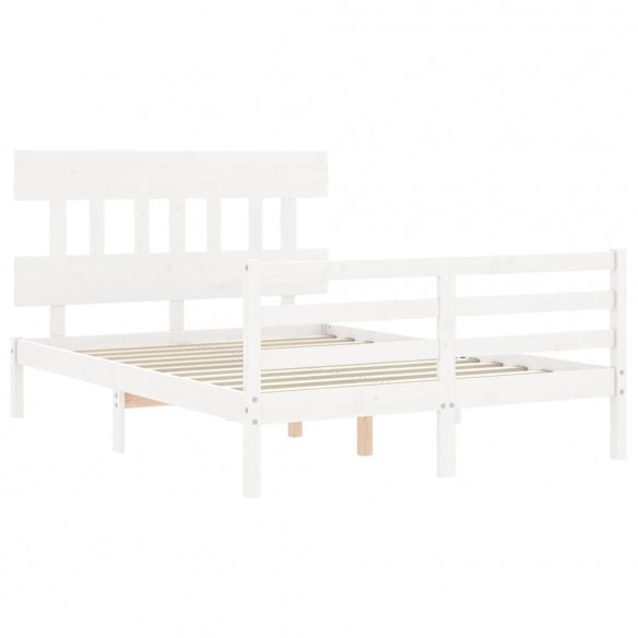 Cadre de lit avec tête de lit blanc 140x190 cm bois massif
