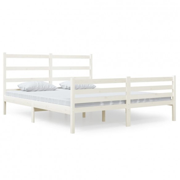 Cadre de lit Bois de pin massif 140x190 cm Blanc