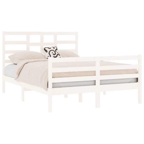 Cadre de lit Blanc Bois massif 140x190 cm