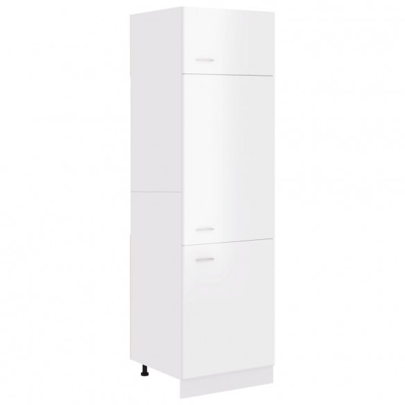 Armoire de réfrigérateur Blanc brillant 60x57x207 cm Aggloméré