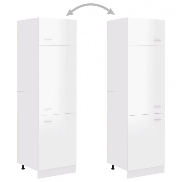 Armoire de réfrigérateur Blanc brillant 60x57x207 cm Aggloméré