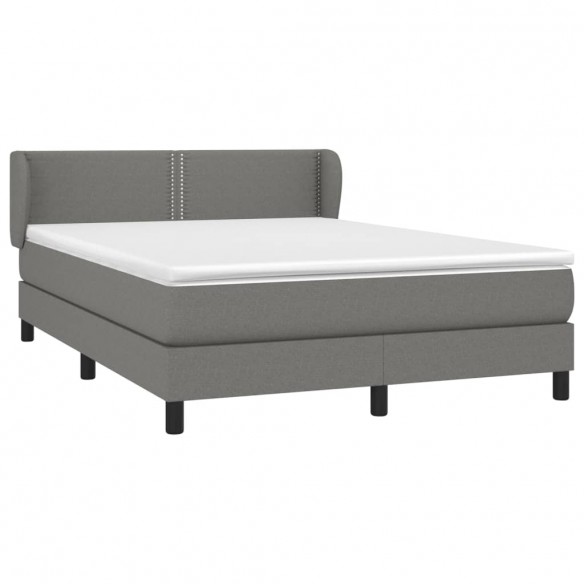 Sommier à lattes de lit avec matelas Gris foncé 140x190cm Tissu