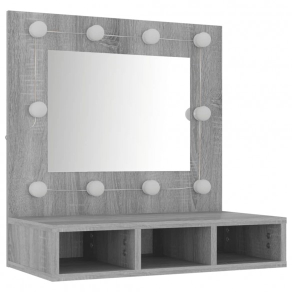 Armoire à miroir avec LED Sonoma gris 60x31,5x62 cm