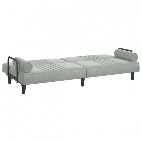 Canapé-lit avec accoudoirs gris clair velours