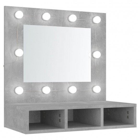 Armoire à miroir avec LED Gris béton 60x31,5x62 cm