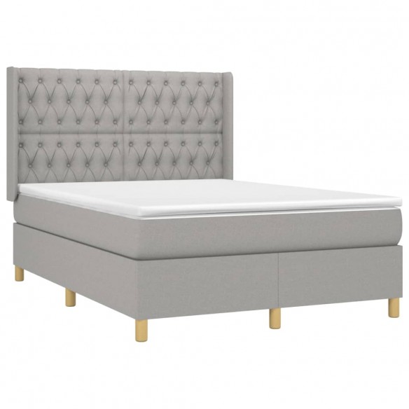 Sommier à lattes de lit avec matelas Gris clair 140x190cm Tissu