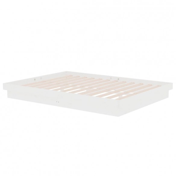 Cadre de lit blanc bois massif 140x190 cm