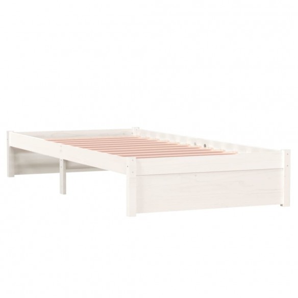 Cadre de lit Blanc Bois massif 90x190 cm Simple