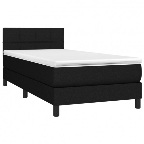 Sommier à lattes de lit avec matelas et LED Noir 90x200cm Tissu