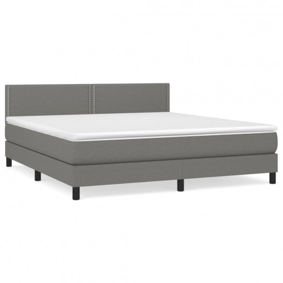 Cadre de lit avec matelas Gris foncé 160x200cm Tissu