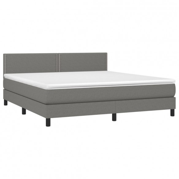 Cadre de lit avec matelas Gris foncé 160x200cm Tissu