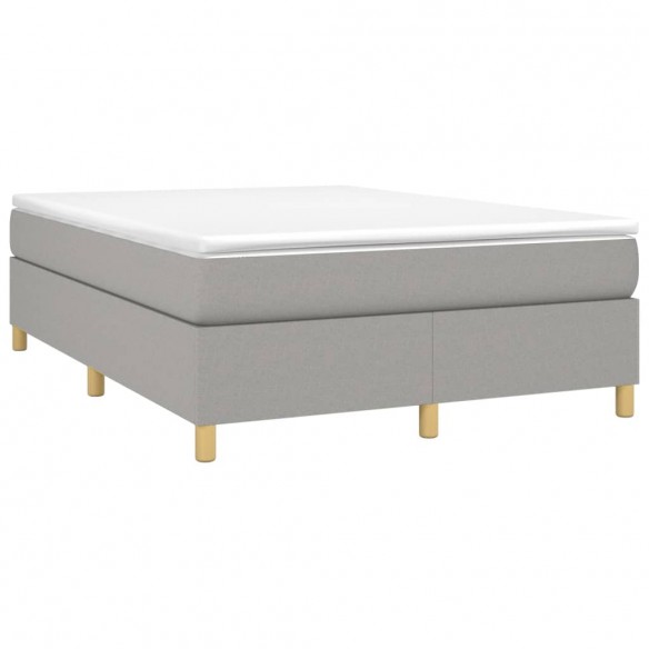 Cadre de lit avec matelas Gris clair 140x190cm Tissu