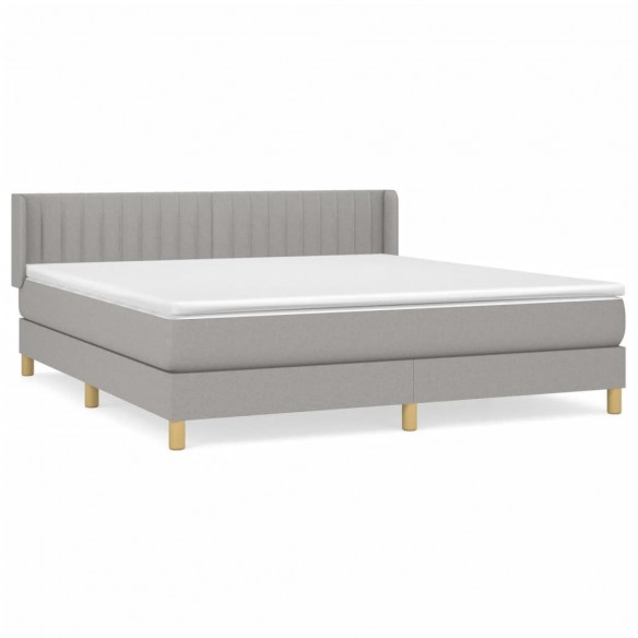 Sommier à lattes de lit avec matelas Gris clair 180x200cm Tissu