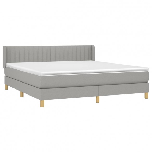 Sommier à lattes de lit avec matelas Gris clair 180x200cm Tissu