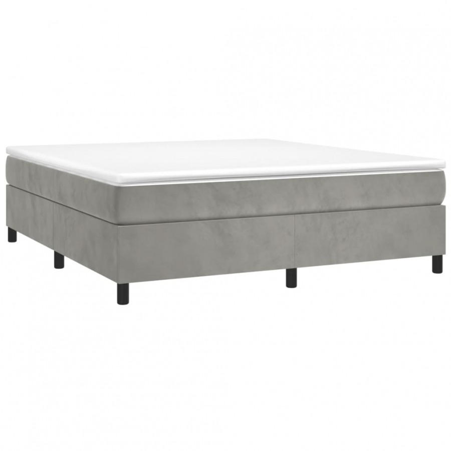 Cadre de lit et matelas Gris clair 200x200cm Velours