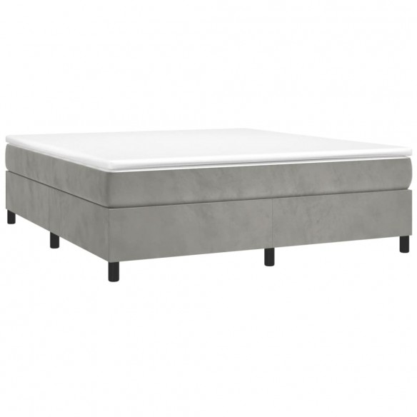 Cadre de lit et matelas Gris clair 200x200cm Velours