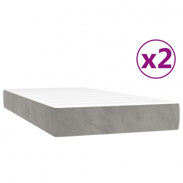 Cadre de lit et matelas Gris clair 200x200cm Velours