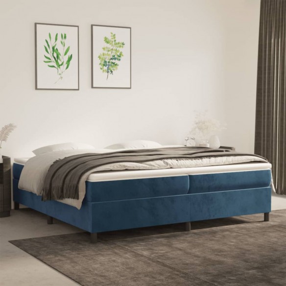 Cadre de lit et matelas Bleu foncé 200x200cm Velours