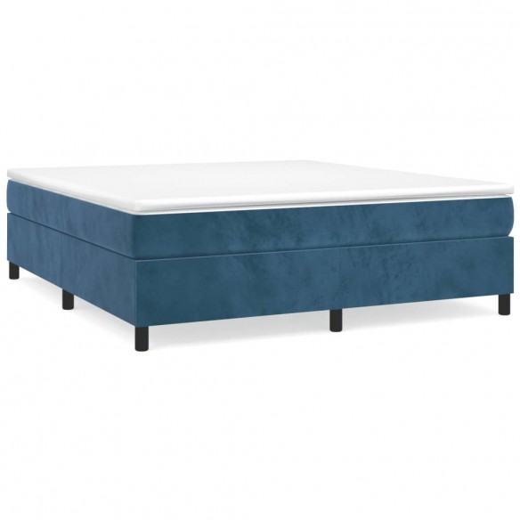 Cadre de lit et matelas Bleu foncé 200x200cm Velours