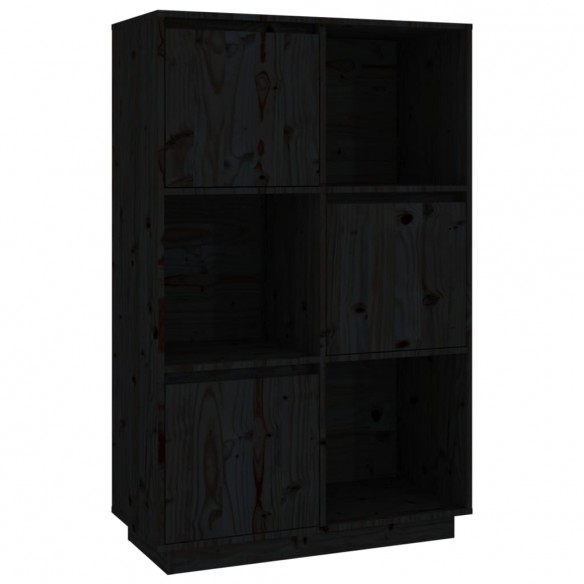 Buffet Noir 74x35x117 cm Bois massif de pin