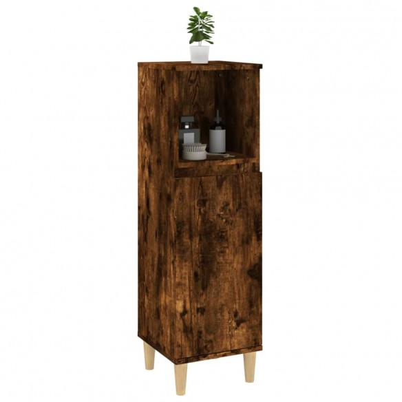 Armoire de bain chêne fumé 30x30x100 cm bois d'ingénierie