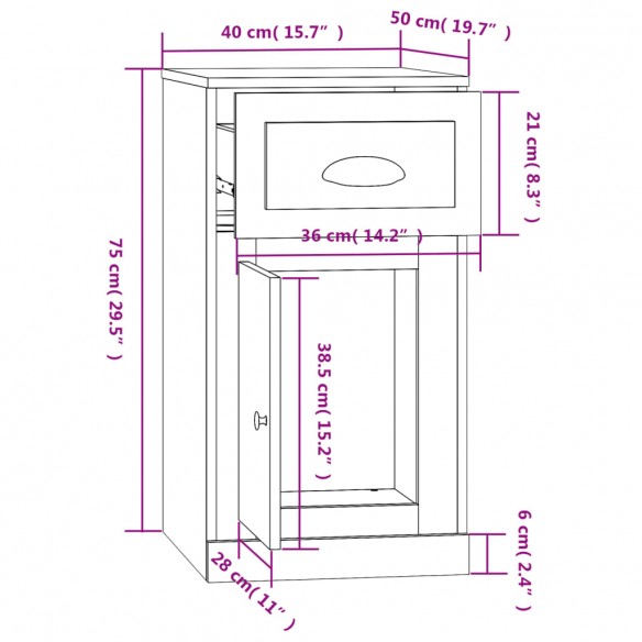 Armoire latérale avec tiroir chêne sonoma 40x50x75 cm