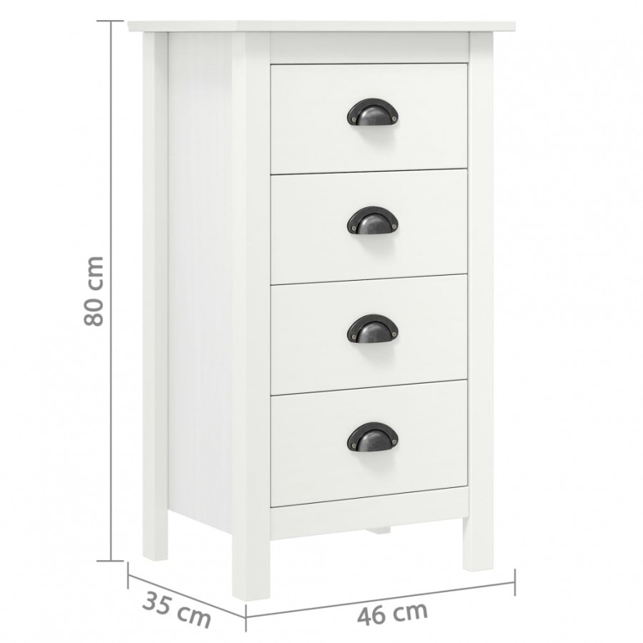 Buffet Hill Blanc 46x35x80 cm Bois de pin solide