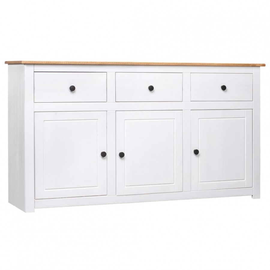 Buffet Blanc 135x40x80 cm Pin solide Gamme Panama