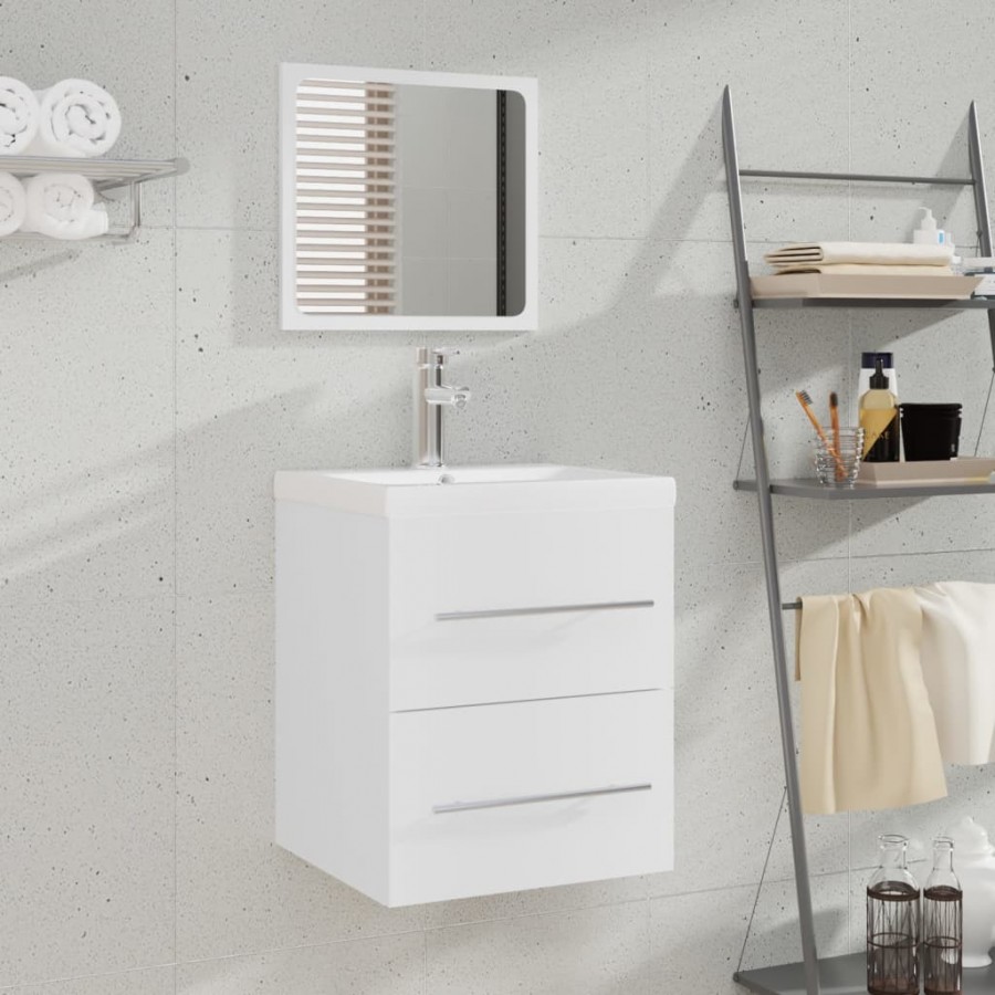 Meuble lavabo avec bassin intégré Blanc Bois d'ingénierie