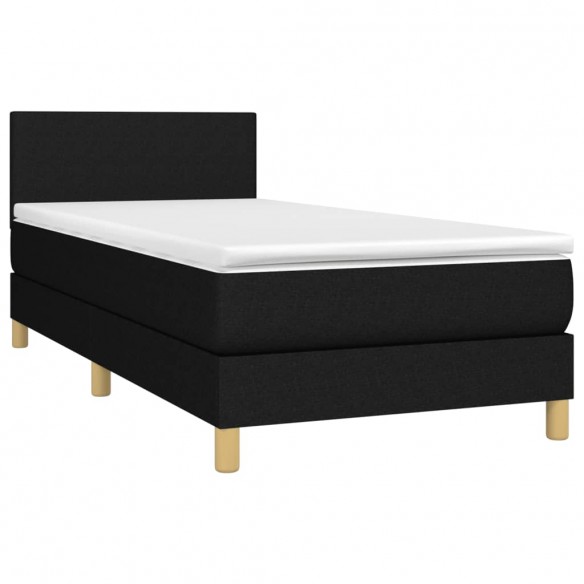 Cadre de lit avec matelas Noir 100x200 cm Tissu