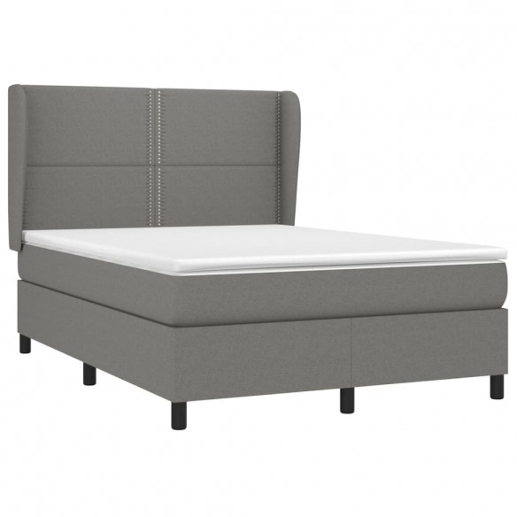 Cadre de lit avec matelas Gris foncé 140x190cm Tissu