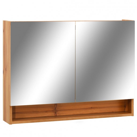 Armoire à miroir de salle de bain LED Chêne 80x15x60 cm MDF