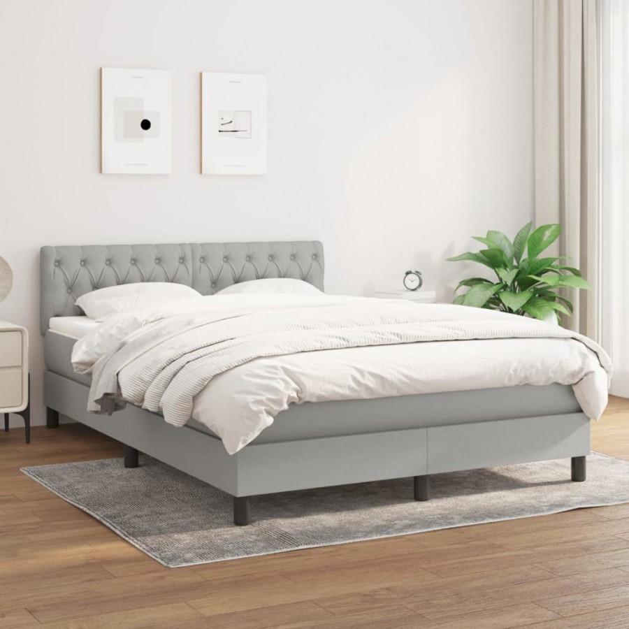 Sommier à lattes de lit avec matelas Gris clair 140x200cm Tissu