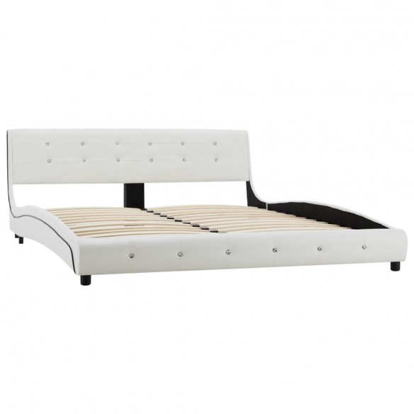 Lit avec matelas à mémoire de forme Blanc Similicuir 160x200 cm