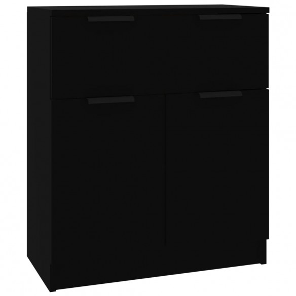 Buffets 3 pcs noir bois d'ingénierie