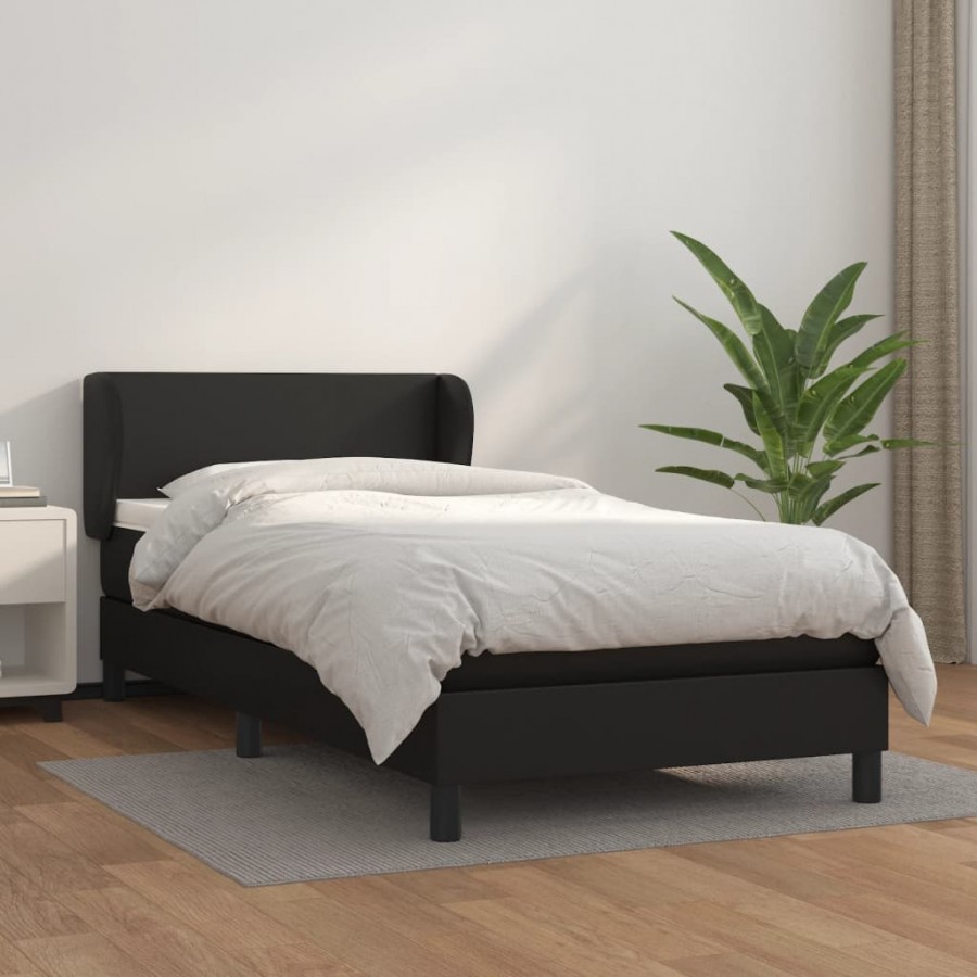 Cadre de lit avec matelas Noir 80x200cm Similicuir