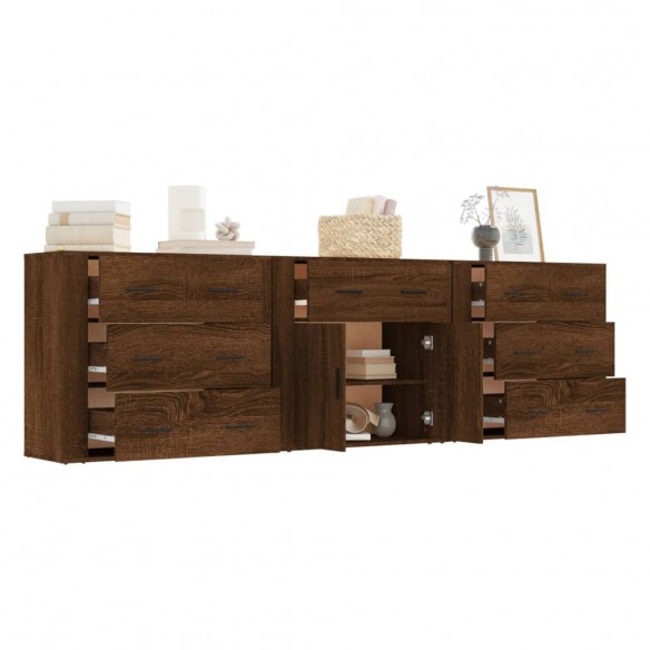 Buffets 3 pcs Chêne marron Bois d'ingénierie