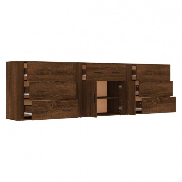 Buffets 3 pcs Chêne marron Bois d'ingénierie