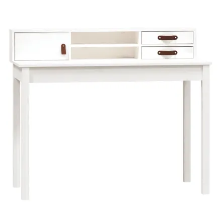 Bureau Blanc 110x50x93 cm Bois massif de pin 2