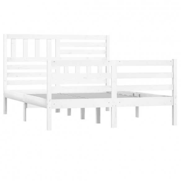 Cadre de lit Blanc Bois massif 120x190 cm Petit Double