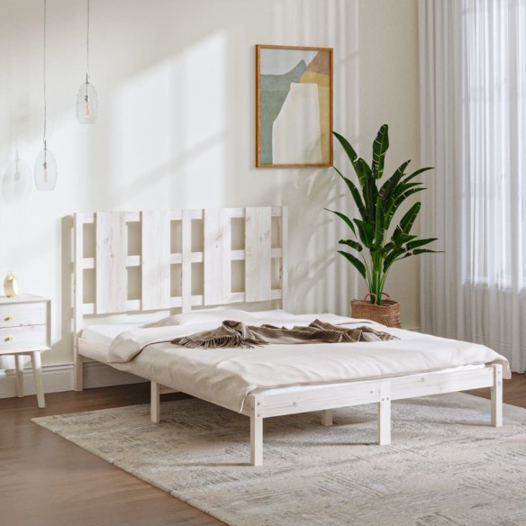 Cadre de lit Blanc Bois massif 120x190 cm Petit Double