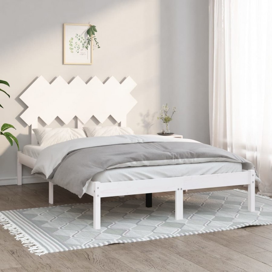 Cadre de lit Blanc 120x190 cm Petit Double Bois massif